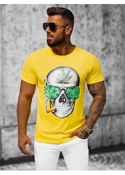 T-shirt męski z nadrukiem żółty OZONEE JS/Y70019Z ze sklepu ozonee.pl w kategorii T-shirty męskie - zdjęcie 160921454