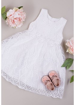 Biała Sukienka z Perłowymi i Koronkowymi Zdobieniami Valarin ze sklepu Born2be Odzież w kategorii Sukienki dziewczęce - zdjęcie 160921804
