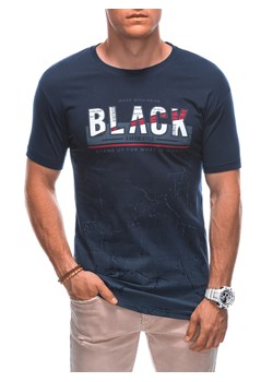 T-shirt męski z nadrukiem 1878S - granatowy ze sklepu Edoti w kategorii T-shirty męskie - zdjęcie 160936614