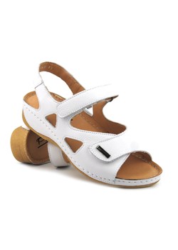 Wygodne sandały damskie skórzane - Pollonus 0994, białe ze sklepu ulubioneobuwie w kategorii Sandały damskie - zdjęcie 160938992