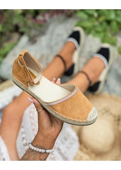 Royalfashion Damskie espadryle z cyrkoniami w kolorze camelowym Rieta ze sklepu royalfashion.pl w kategorii Espadryle damskie - zdjęcie 160947963