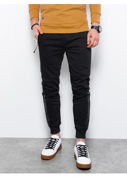 Spodnie męskie dresowe z przeszyciami - czarne V5 OM-PASK-0137 ze sklepu ombre w kategorii Spodnie męskie - zdjęcie 160953744