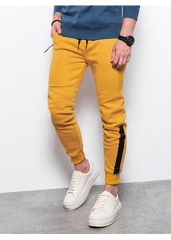Spodnie męskie dresowe z przeszyciami - żółte V7 OM-PASK-0137 ze sklepu ombre w kategorii Spodnie męskie - zdjęcie 160953772