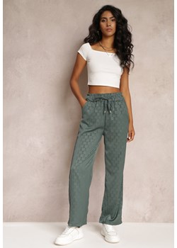 Zielone Spodnie z Wysokim Stanem i Szerokimi Nogawkami Niriki ze sklepu Renee odzież w kategorii Spodnie damskie - zdjęcie 160955254