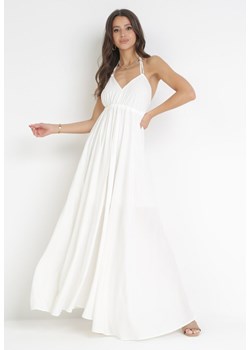 Biała Rozkloszowana Sukienka Maxi z Wiązaniem na Szyi Cathenia ze sklepu Born2be Odzież w kategorii Sukienki - zdjęcie 160955942