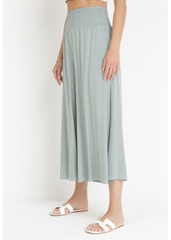 Jasnozielone Szerokie Spodnie z Wiskozy o Długości 7/8 Inule ze sklepu Born2be Odzież w kategorii Spodnie damskie - zdjęcie 160956122