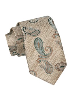 Krawat Męski, Klasyczny - ALTIES - Beżowy, Paisley KRALTS0947 ze sklepu JegoSzafa.pl w kategorii Krawaty - zdjęcie 160962462