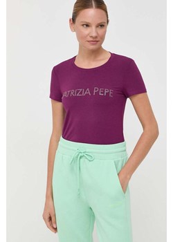 Patrizia Pepe t-shirt damski kolor fioletowy ze sklepu ANSWEAR.com w kategorii Bluzki damskie - zdjęcie 160962560