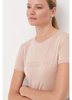 Patrizia Pepe t-shirt damski kolor beżowy ze sklepu ANSWEAR.com w kategorii Bluzki damskie - zdjęcie 160962593