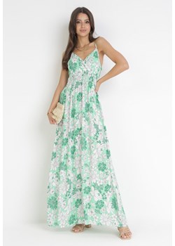 Zielona Bawełniana Sukienka Maxi na Regulowanych Ramiączkach Tarectra ze sklepu Born2be Odzież w kategorii Sukienki - zdjęcie 160966980
