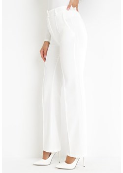 Białe Garniturowe Spodnie z Wysokim Stanem i Szerokimi Nogawkami Abigaille ze sklepu Born2be Odzież w kategorii Spodnie damskie - zdjęcie 160967040