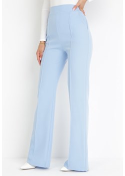 Niebieskie Garniturowe Spodnie z Szerokimi Nogawkami i Gumką w Pasie Leilma ze sklepu Born2be Odzież w kategorii Spodnie damskie - zdjęcie 160967050