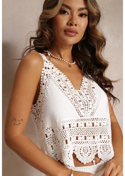 Biały Top Szydełkowy na Ramiączkach Cascemona ze sklepu Renee odzież w kategorii Bluzki damskie - zdjęcie 160970374