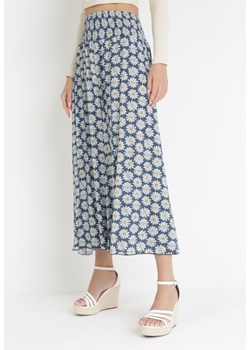 Niebieskie Szerokie Spodnie High Waist o Długości 7/8 Vatum ze sklepu Born2be Odzież w kategorii Spodnie damskie - zdjęcie 160970711