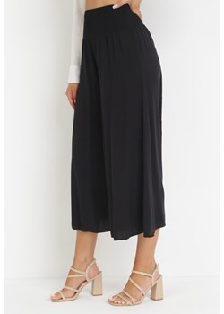 Czarne Szerokie Spodnie z Wiskozy o Długości 7/8 Inule ze sklepu Born2be Odzież w kategorii Spodnie damskie - zdjęcie 160970721