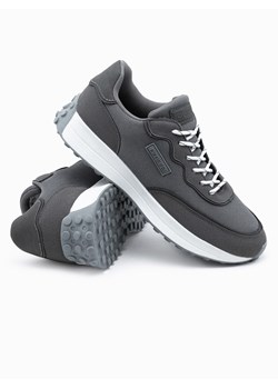 Buty męskie sneakersy z łączonych materiałów - ciemnoszare V1 OM-FOSL-0110 ze sklepu ombre w kategorii Buty sportowe męskie - zdjęcie 160975741