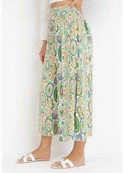 Zielone Szerokie Spodnie z Wiskozy w Fantazyjny Print Rolanne ze sklepu Born2be Odzież w kategorii Spodnie damskie - zdjęcie 161010722