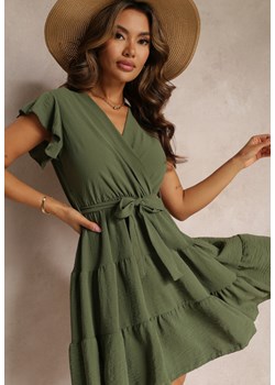 Ciemnobeżowa Sukienka z Paskiem Phaedrialla ze sklepu Renee odzież w kategorii Sukienki - zdjęcie 161011730