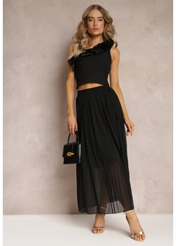 Czarna Maxi Spódnica z Plisami i Gumką w Talii Eiphiza ze sklepu Renee odzież w kategorii Spódnice - zdjęcie 161034940
