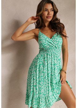 Zielona Sukienka Bawełniana z Kopertowym Dekoltem na Ramiączkach Nylana ze sklepu Renee odzież w kategorii Sukienki - zdjęcie 161037552