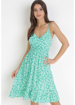 Zielona Bawełniana Sukienka na Ramiączkach Niaia ze sklepu Born2be Odzież w kategorii Sukienki - zdjęcie 161037650