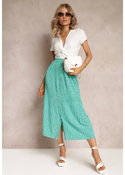 Zielona Plisowana Spódnica Maxi z Wiskozy i Gumką w Pasie Trani ze sklepu Renee odzież w kategorii Spódnice - zdjęcie 161039670