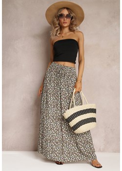 Czarna Rozkloszowana Spódnica Maxi w Kwiaty Dethuj ze sklepu Renee odzież w kategorii Spódnice - zdjęcie 161039710