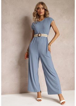 Niebieski Kombinezon z Paskiem Artyse ze sklepu Renee odzież w kategorii Kombinezony damskie - zdjęcie 161039830