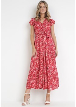 Czerwona Rozkloszowana Sukienka Maxi z Wiskozy Cellen ze sklepu Born2be Odzież w kategorii Sukienki - zdjęcie 161042221