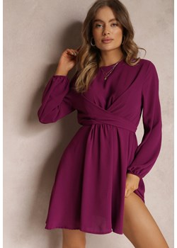 Fioletowa Sukienka Rozkloszowana z Gumką w Pasie Thelo ze sklepu Renee odzież w kategorii Sukienki - zdjęcie 161052743