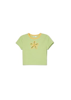Cropp - T-shirt z ozdobnym wycięciem - zielony ze sklepu Cropp w kategorii Bluzki damskie - zdjęcie 161054262