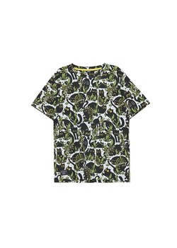 Cropp - T-shirt z kotami i motywem roślinnym - biały ze sklepu Cropp w kategorii T-shirty męskie - zdjęcie 161054303