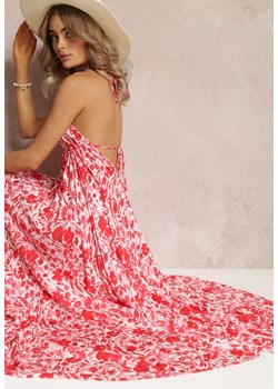 Czerwona Bawełniana Sukienka Maxi z Wiązaniem na Szyi Detra ze sklepu Renee odzież w kategorii Sukienki - zdjęcie 161055882