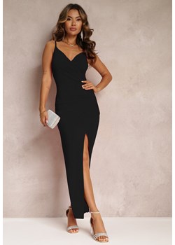 Czarna Dopasowana Sukienka na Ramiączkach z Marszczeniem Terida ze sklepu Renee odzież w kategorii Sukienki - zdjęcie 161060560