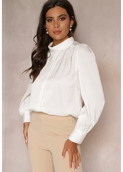 Biała Bluzka z Długim Rękawem i Stójką Elettine ze sklepu Renee odzież w kategorii Bluzki damskie - zdjęcie 161060632