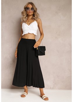 Czarne Szerokie Spodnie High Waist o Długości 7/8 Rathi ze sklepu Renee odzież w kategorii Spodnie damskie - zdjęcie 161060712