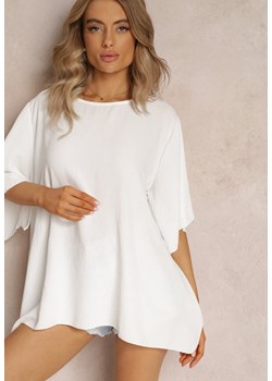 Biała Bluzka z Łańcuszkiem z Tyłu i Falbankami Jaiselvin ze sklepu Renee odzież w kategorii Bluzki damskie - zdjęcie 161060781