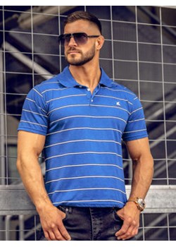 Niebieska koszulka polo męska w paski Denley 14954A ze sklepu Denley w kategorii T-shirty męskie - zdjęcie 161077553