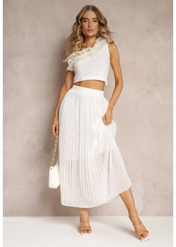 Biała Maxi Spódnica z Plisami i Gumką w Talii Eiphiza ze sklepu Renee odzież w kategorii Spódnice - zdjęcie 161084454
