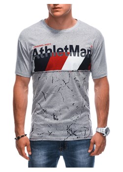 T-shirt męski z nadrukiem 1887S - szary ze sklepu Edoti w kategorii T-shirty męskie - zdjęcie 161095454