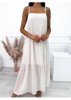 Biała Plisowana Sukienka Maxi ze sklepu ModnaKiecka.pl w kategorii Sukienki - zdjęcie 161103311