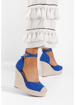 Niebieskie sandały na koturnie Saniza V2 ze sklepu Zapatos w kategorii Espadryle damskie - zdjęcie 161186953