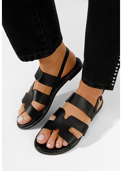 Czarne sandały płaski Solaria ze sklepu Zapatos w kategorii Sandały damskie - zdjęcie 161186973