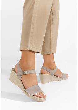Szare sandały na koturnie Tamara V2 ze sklepu Zapatos w kategorii Sandały damskie - zdjęcie 161187212
