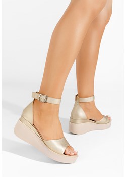 Złote sandały na platformie skórzane Salegia ze sklepu Zapatos w kategorii Sandały damskie - zdjęcie 161187281