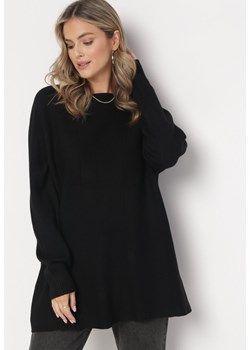 Czarny Sweter z Długim Rękawem Shi ze sklepu Born2be Odzież w kategorii Swetry damskie - zdjęcie 161190002