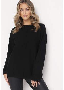 Czarny Sweter z Przeszyciami Daeton ze sklepu Born2be Odzież w kategorii Swetry damskie - zdjęcie 161190082