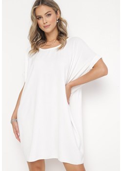 Biała Mini Sukienka z Krótkim Rękawem o Fasonie Nietoperza Kharson ze sklepu Born2be Odzież w kategorii Sukienki - zdjęcie 161190194