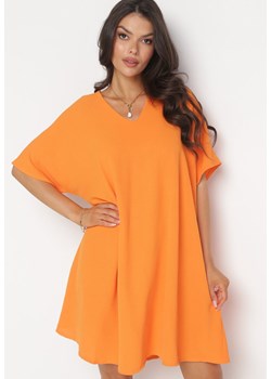 Pomarańczowa Sukienka o Fasonie Nietoperza z Wiązaniem na Plecach Miken ze sklepu Born2be Odzież w kategorii Sukienki - zdjęcie 161190204