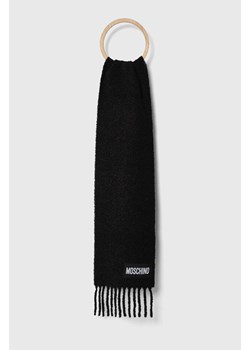 Moschino szalik wełniany kolor czarny gładki ze sklepu ANSWEAR.com w kategorii Szaliki i chusty damskie - zdjęcie 161190550